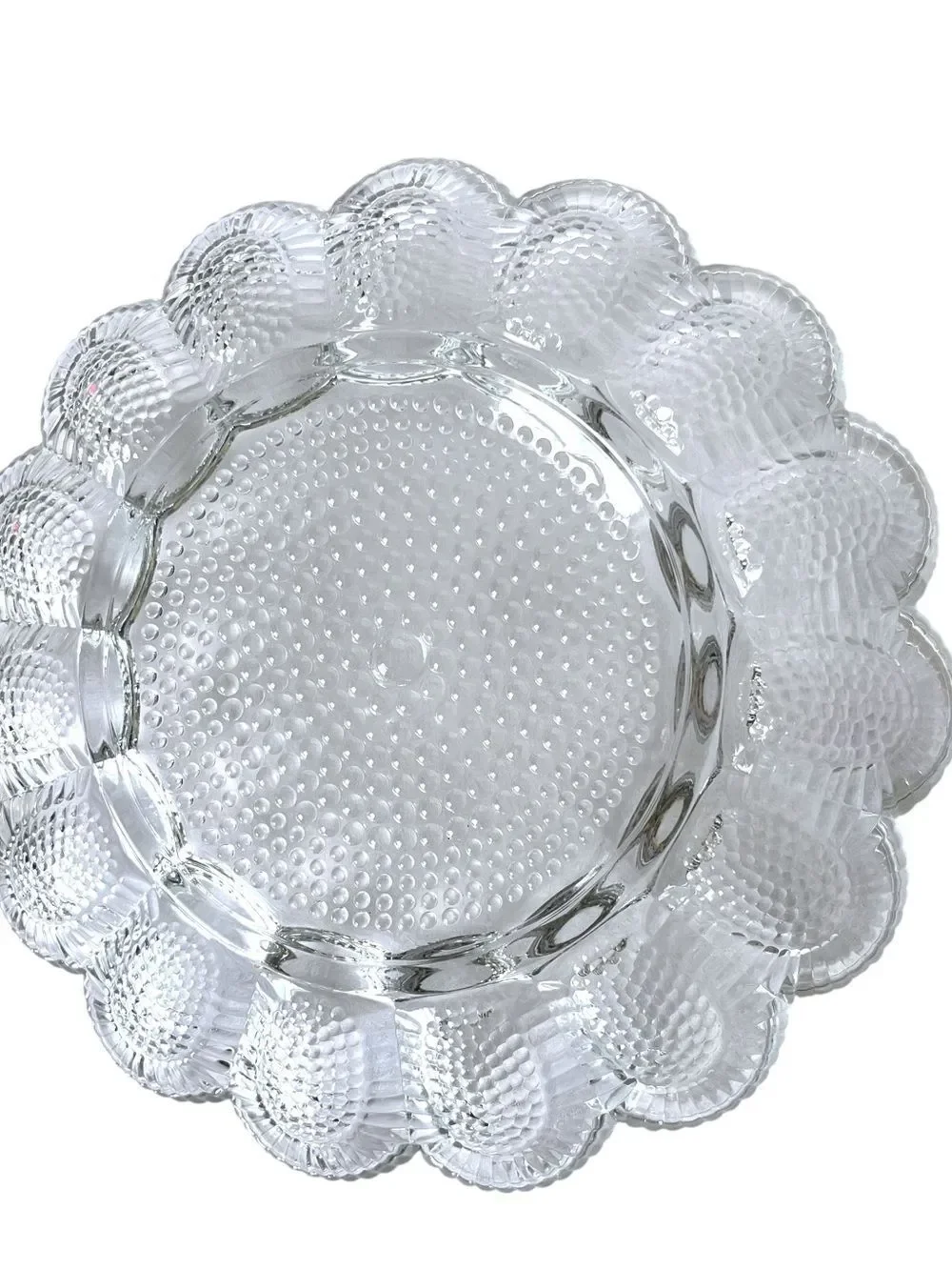 Vintage Hobnail Crystal Glass Deviled Egg Platter